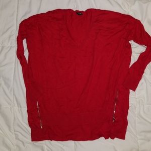 Express 3/4 sleeve v-neck sweater zippers at waist